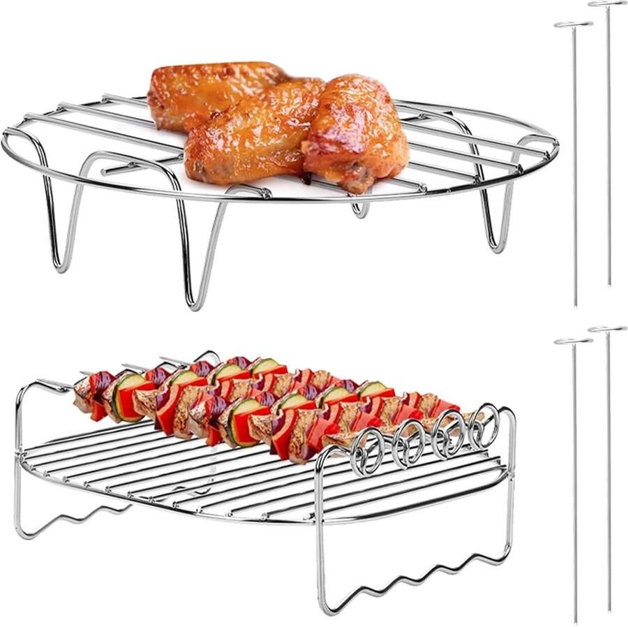 Air Fryer Accessoires Grill Grate Stoomrek Multifunctionele Dubbele Laag Rack 17cm Air Fryer Rack Air Fryer Grate