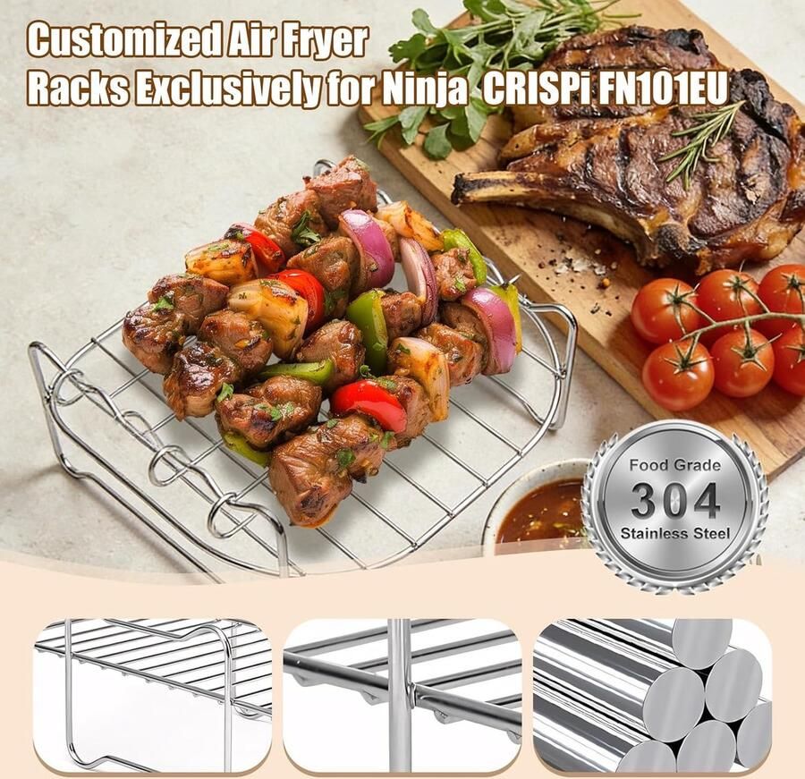Air Fryer Accessoires Set 13-delige set Silicone en RVS Voor gezonde bereidingen