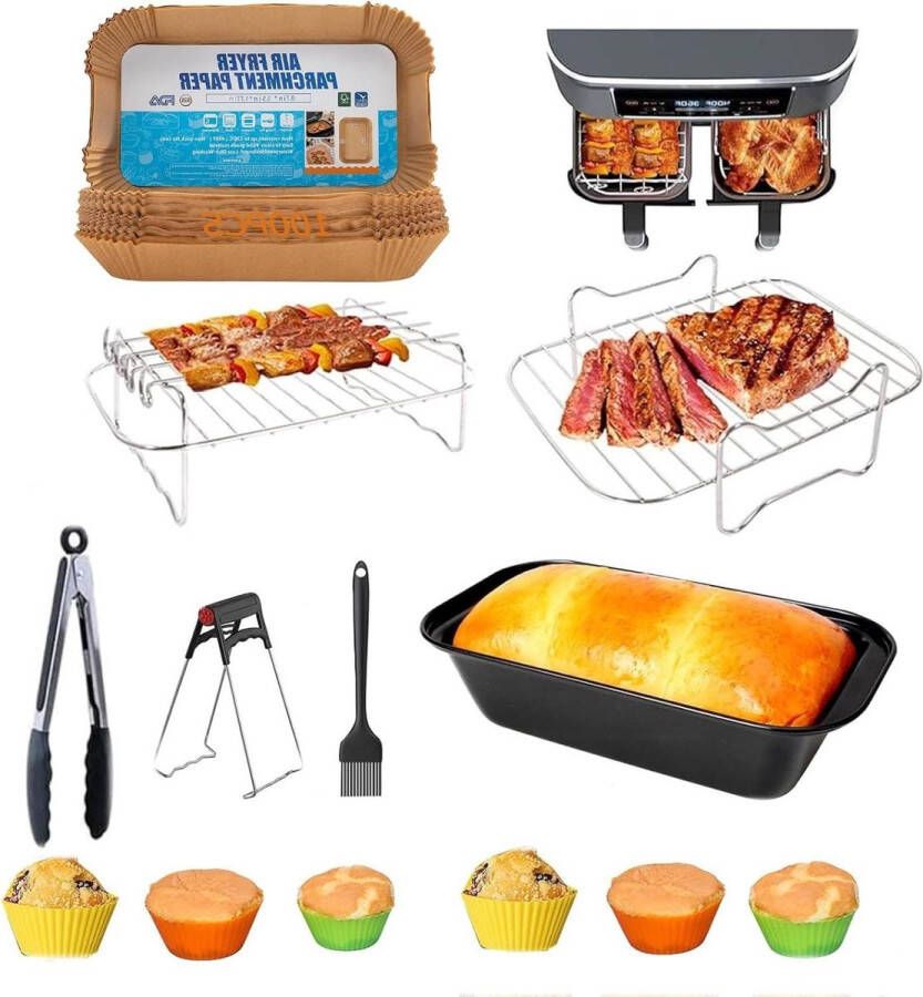Air Fryer Accessoires voor Ninja Foodi MAX AF400UK AF300UK AF451UK AF500UK Toren T17088 7.6L-9.5L Dual air fryer accessoires Inclusief air friteuse rek