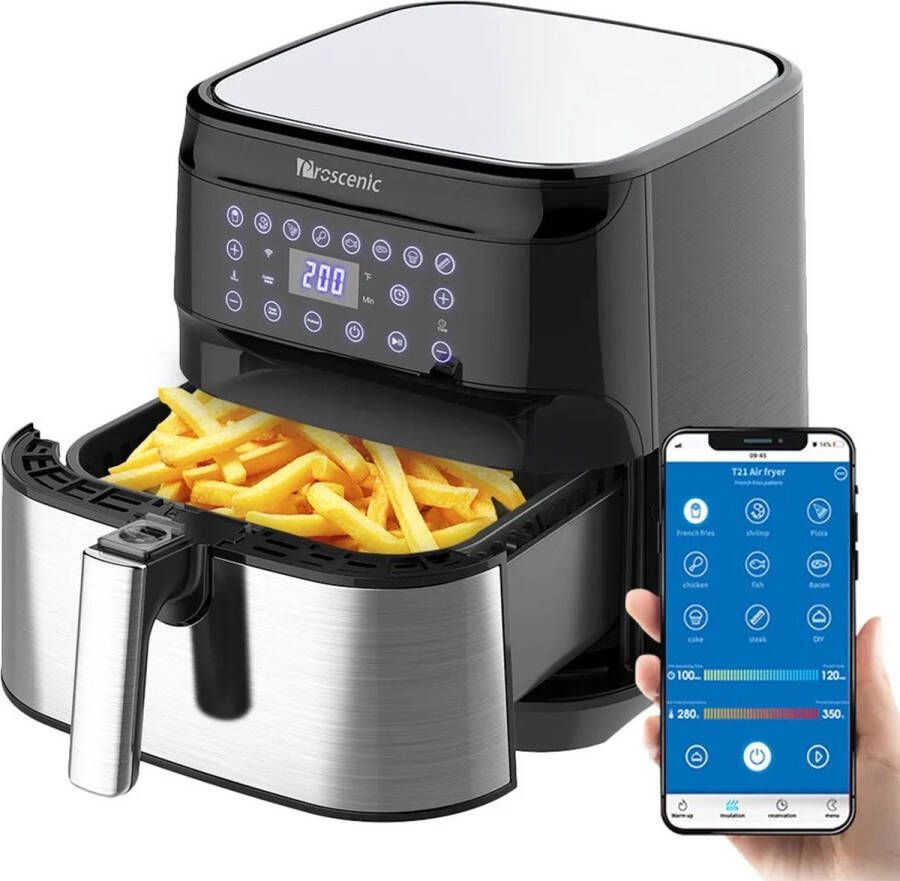 Air Fryer Airfryer Oven Heteluchtfriteuse 5.5L 1700W 220-240V PFAS-vrij 360 Luchtcirculatie Snelle kooktijd Rookloos koken -Zwart