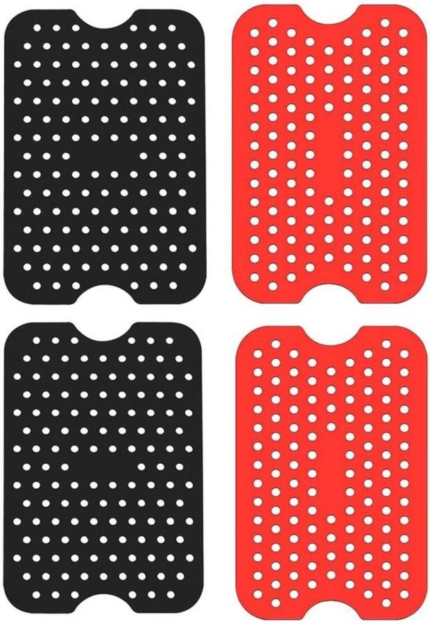 Air Fryer Liner 4 Stuks Herbruikbare Rechthoekige Air Fryer Liner Herbruikbare Siliconen Air Fryer Liner Siliconen Liner voor Multifunctionele Keukenaccessoires