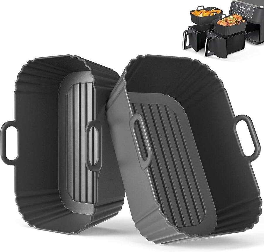 Air Fryer Liners 2-pack voor Ninja Foodi Dual AF300UK AF400UK KCP AF451UK Tower Keplin COSORI Russell Hobbs en Instant voor 7 6L 8L 9 5L manden herbruikbare Airfryer