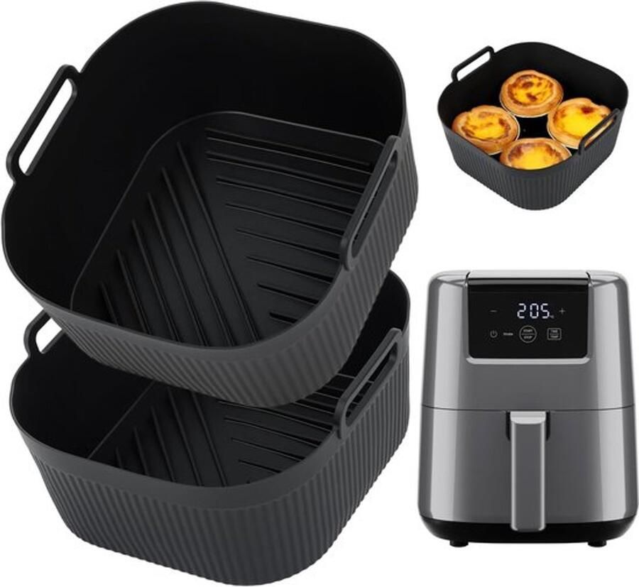 Air Fryer Liners 2 Stuks Siliconen Bakvormen Mini Luchtfrituuraccessoires Hittebestendig Herbruikbaar Geschikt voor 2L 3 5L Friteuses Siliconen Bak