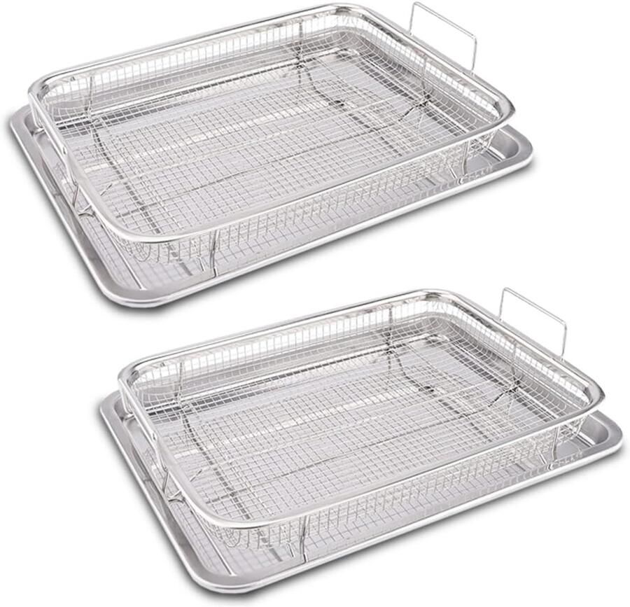 Air Fryer Mand voor Oven Set RVS Non-stick Mand en Rooster voor Gezond Bakken