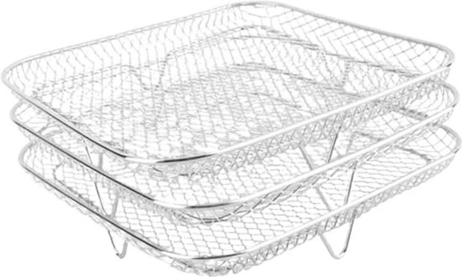 Air Fryer Mandje voor Oven 3PCS RVS Grillmand voor Cosori 8 Inch Niet-Plakkerige Gaasmand Set Air Fryer Bakrooster Mand voor Franse Bakken Bevroren - Foto 1
