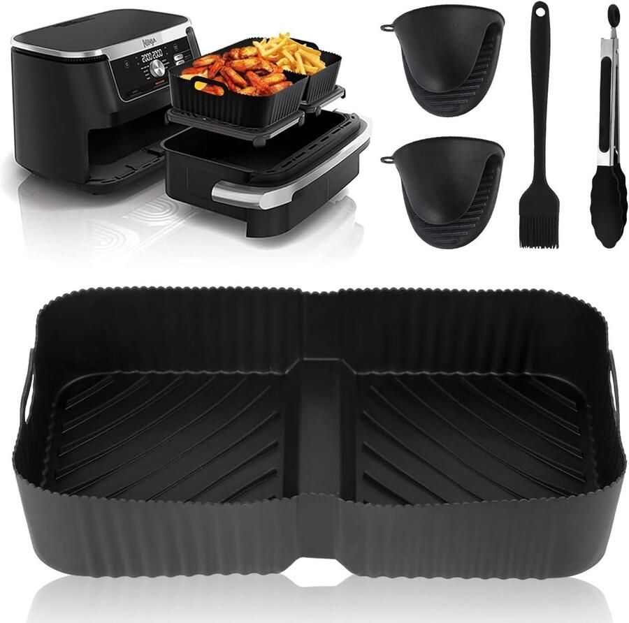 Air Fryer Silicone Liners Reusable Silicone Liner for Ninja Foodi FlexDrawer AF500UK Food Safe Silicone Baking Bin Collapsible Non-stick Water Resistant Oil Resistant