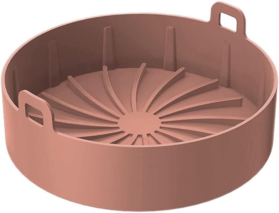Air Fryer Siliconen pan 19 cm airfryer mand heteluchtfriteuse mand siliconen geen harde reiniging van de luchtfriteuse siliconen airfryer oven accessoires (bruin)