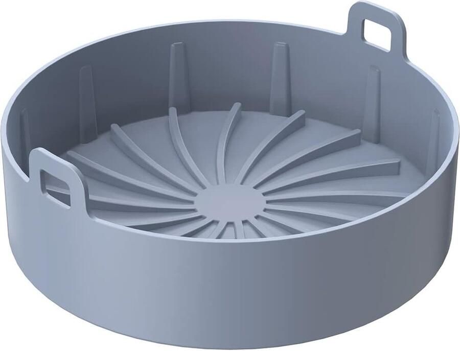Air Fryer Siliconen pan 19 cm airfryer mand siliconen heteluchtfriteuse voering geen harde reiniging van de friteusmand siliconen airfryer oven accessoires (grijs)