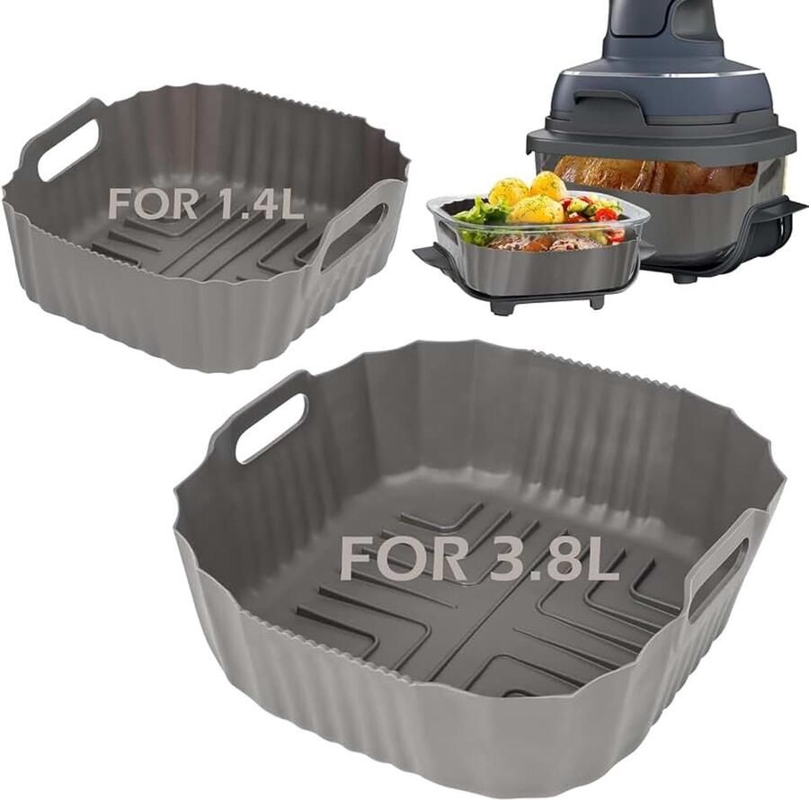 Air Fryer siliconen voering voor Ninja CRISPi Crispy draagbare glazen friteuse UK 3 8 L en 1 4 l siliconen Airfryer Liners voor knapperige friteuse accessoires voor Ninja Crisper FN101UK