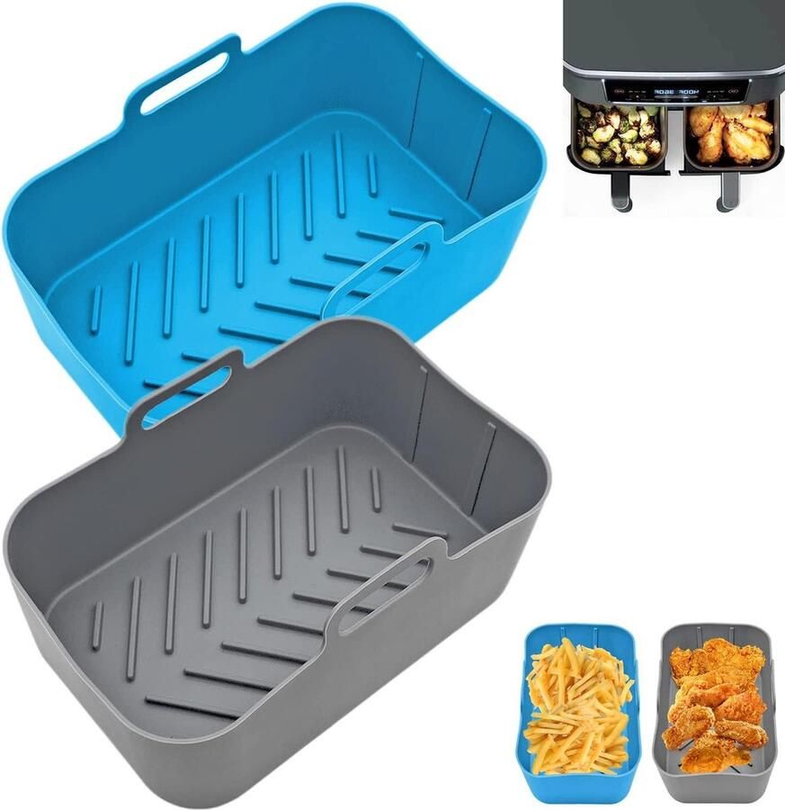 Siliconen voeringen voor Ninja Foodi Dual Zone 76L AF300UK en 95L AF400UK Set van 2 Herbruikbare dubbele heteluchtfriteuse manden Voedselveilige accessoires Vervangende voeringen