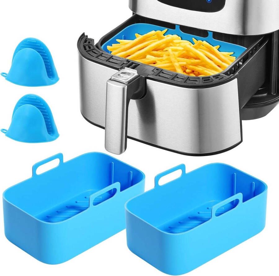 Air Fryer Siliconenmat voor Ninja Dual DZ201 DZ401 Herbruikbare siliconen airfryer-mand voor airfryer oven magnetron Blauw Air Fryer Silicone Pot