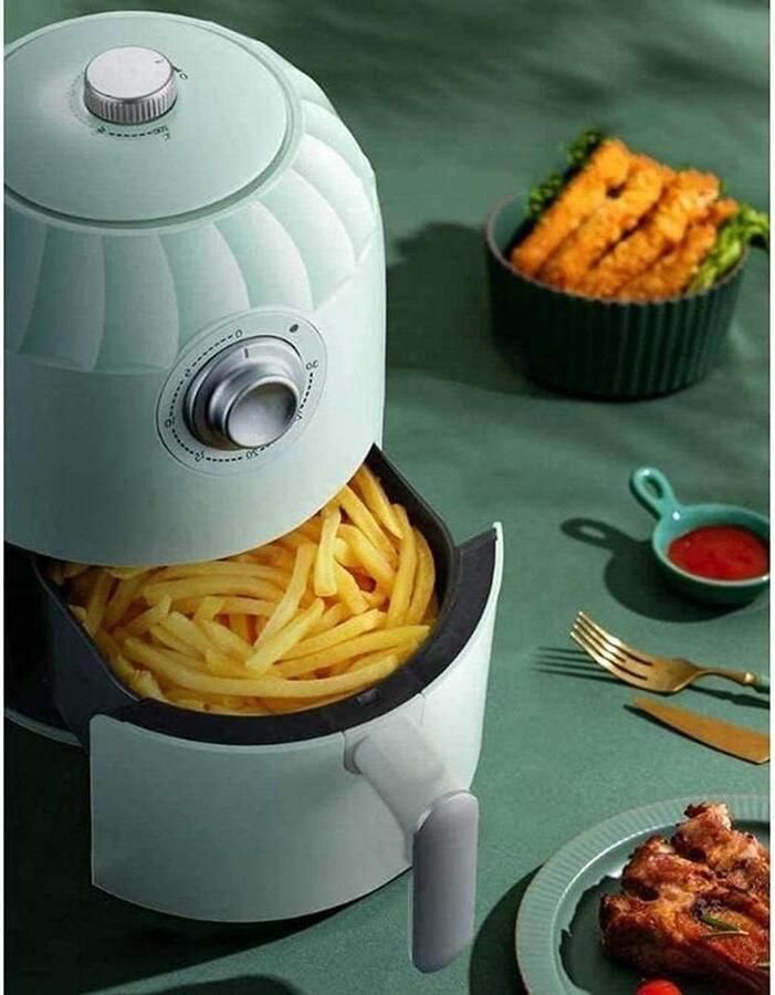 Air Fryer Small Air Fryer Airfryer with Less Oil 800W Air Fryer Oven Pizza Cooker Non-Stick Baking Basket Overheat Protection Timer+Temperature Control Airfry