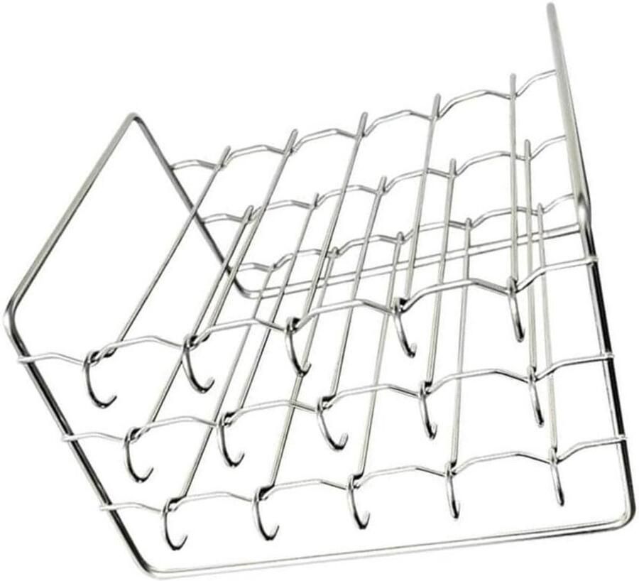 Air Fryer Spies Stand Verticaal Rvs Multi-Pin Rack voor BBQ Grillen Bakken Stomen Zilver (30)