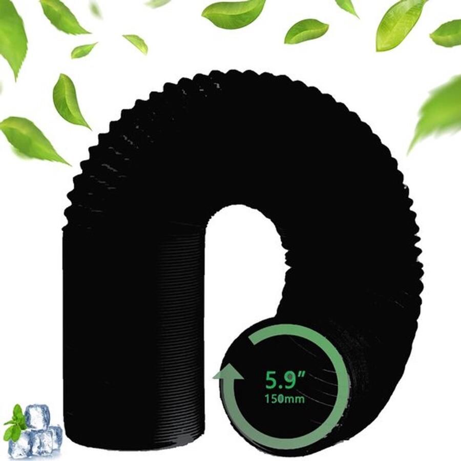 Airco slang 150 mm Afvoerslang Mobiele Airco Slang Afvoerslang Airco Slang Luchtafvoerslang Buitenmaat Ø150mm Lengte 1.5 Meter Geschikt Voor: Air Ventilation Voor Airconditioning Wasdroger Afzuigkap Drogerslang Zwart