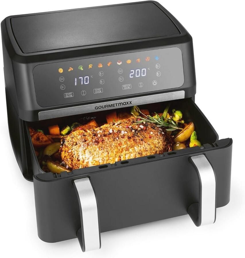 Airfryer 10L met Dual Zone en Touchscreen Friteuse voor 8 Personen