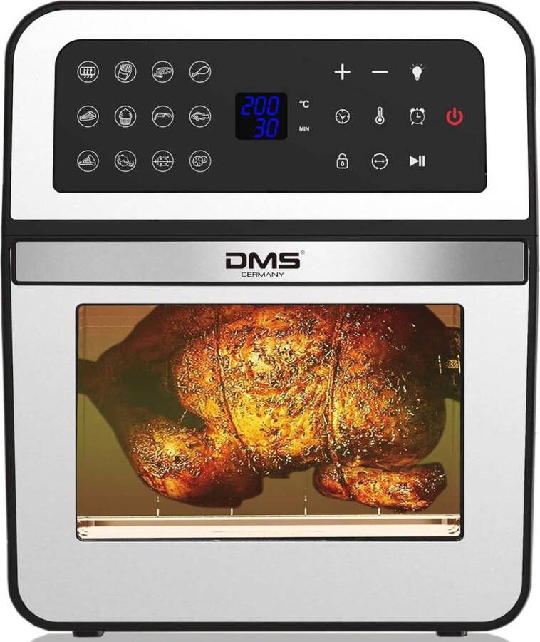 Vrijstaande Elektrische Oven 10L Hete Lucht Airfryer met Binnenverlichting Instelbare Thermostaat Automatische Uitschakeling Incl. Accessoires
