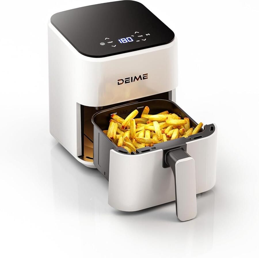 Airfryer 2 5 Liter – Compacte Heteluchtfriteuse – Digitaal Touchscreen – Vaatwasmachinebestendig – Voor 1-2 Personen – 1000W Wit