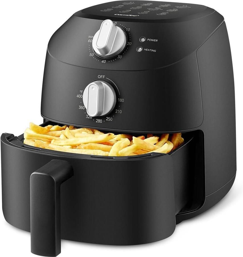 Airfryer 2 Liter – Mini Heteluchtfriteuse – 5-in-1 Functie – Antiaanbaklaag – Vaatwasmachinebestendig – 1150W Zwart