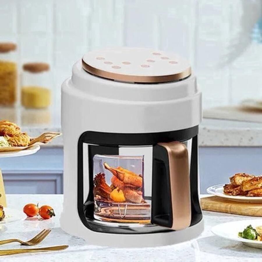 Airfryer 3L – Heteluchtfriteuse 1000W – Olievrij Frituren – LED Touchscreen en 360° Hete Lucht – Voor Gezonder Koken Veilig in Gebruik Wit