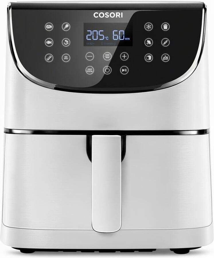 Airfryer 5 liter 1700W met 11 programma's digitale heteluchtfriteuse met touchscreen en antiaanbakmand wit