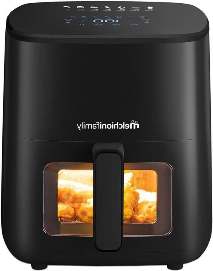 Airfryer 5 Liter Heteluchtfriteuse Compact Gezond Koken Transparant Venster 5 Liter Zwart