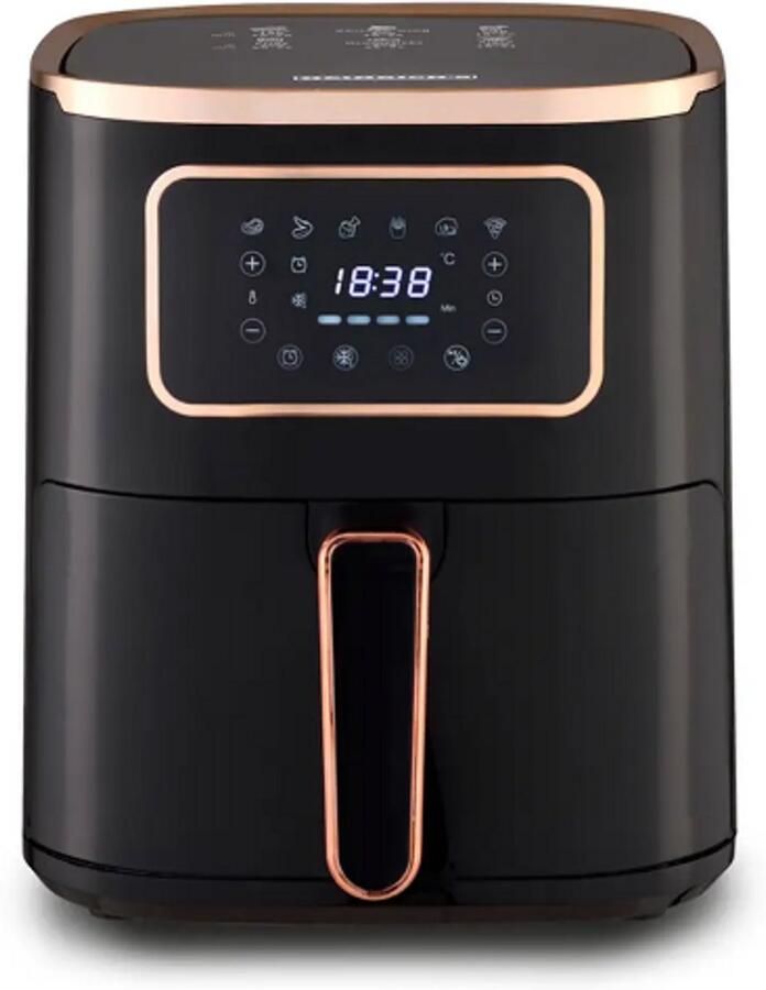 Airfryer 5L – 1450W – 6 Automatische Programma s – Touchscreen – 80-200°C – Zwart Koper