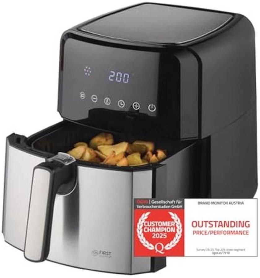 Airfryer 5L met Digitale Timer en 8 Programma's Roestvrijstalen Mand Gezond Frituren tot 200°C