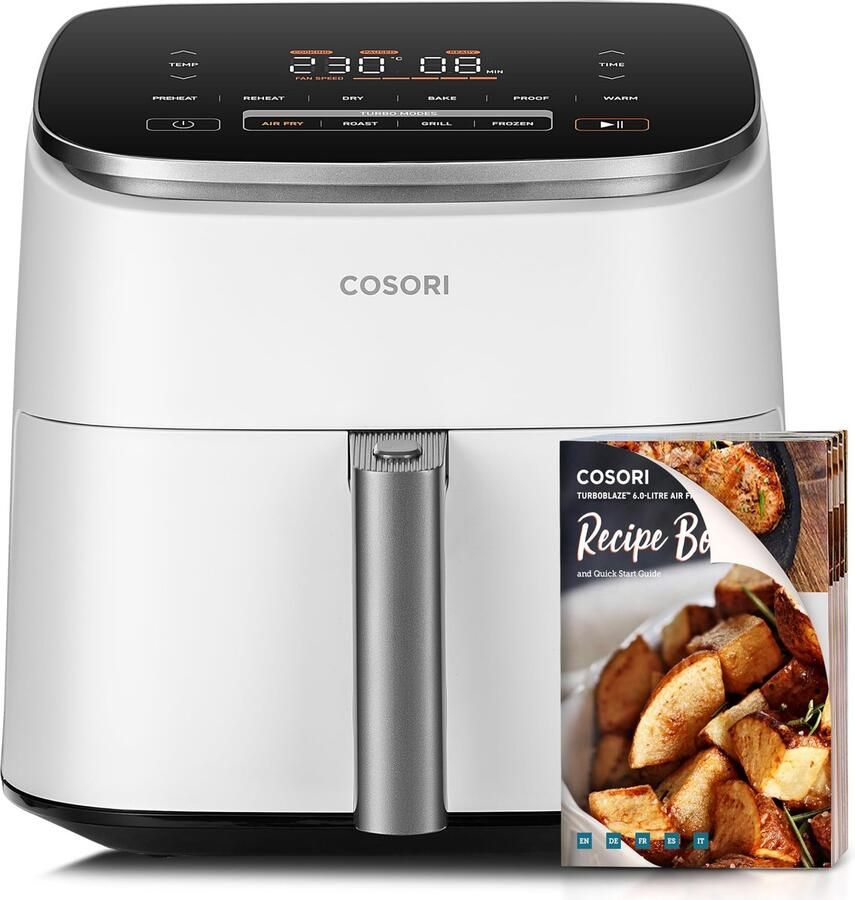Airfryer 6 liter 1725W met 9 functies stille heteluchtfriteuse met antiaanbaklaag en digitale temperatuurregeling zwart