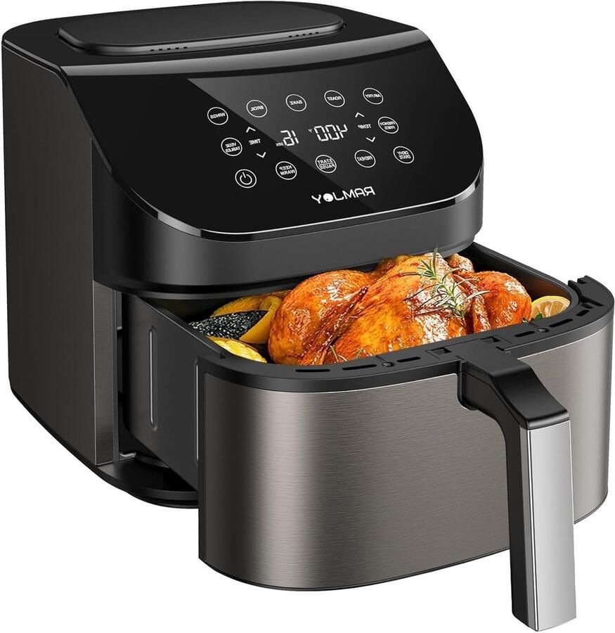 Airfryer 6.8 Liter Heteluchtfriteuse Luchtfriteuse Gezond Koken 10-in-1 Functionaliteit 6.8 Kwarts Zwart