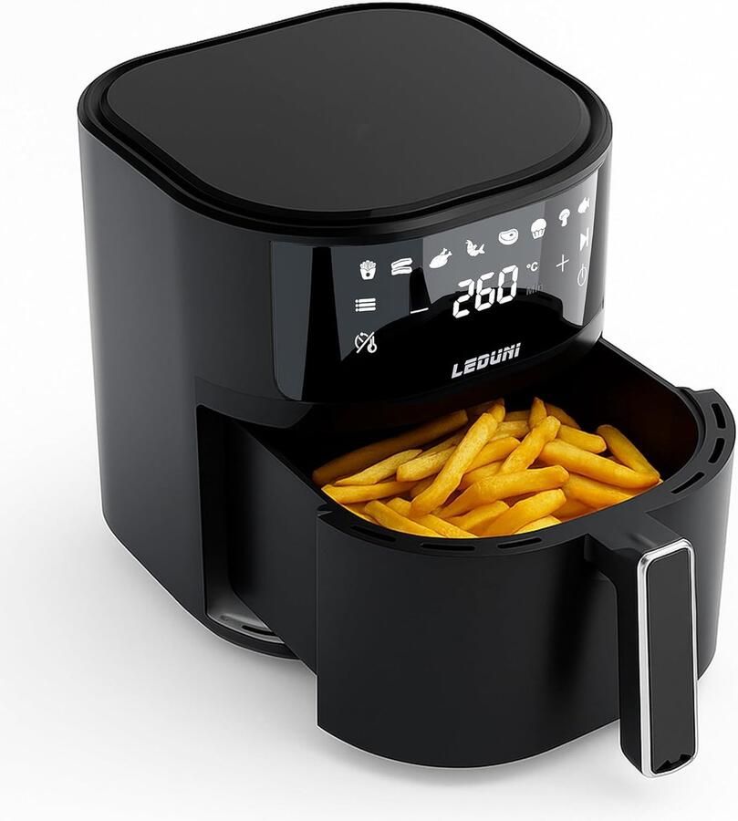 Airfryer 6L – 1700W Luchtfriteuse met Touchpaneel – Instelbare Temperatuur 80-200°C – Energiezuinig tot 70% – Zwart