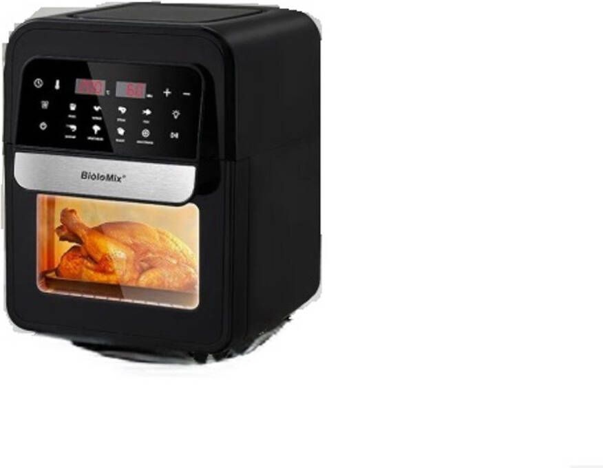 BioloMix 7L Airfryer 8 in 1 Multifunctionele Elektrische Oven 1400 Watt Led Touchscreen Met Venster Air Fryer RVS Zwart