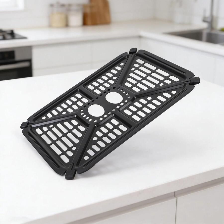 Airfryer Accessoire Grillpan Bakplaat Gelijkmatig Koken Roestvrij Staal 23 x 17 cm Zilverkleurig