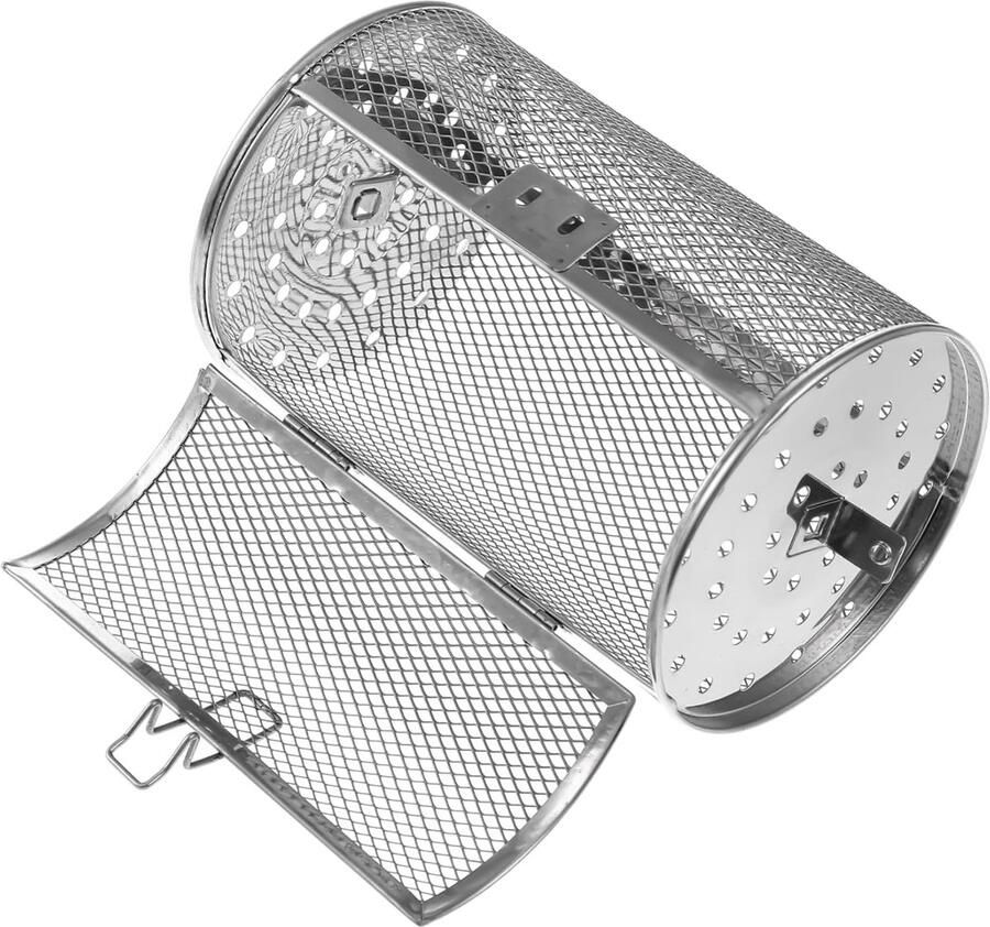 Airfryer Accessoire Oven Mandje Bakken en Grillen 360 Graden Rotatie 18x12x12 cm Zilver