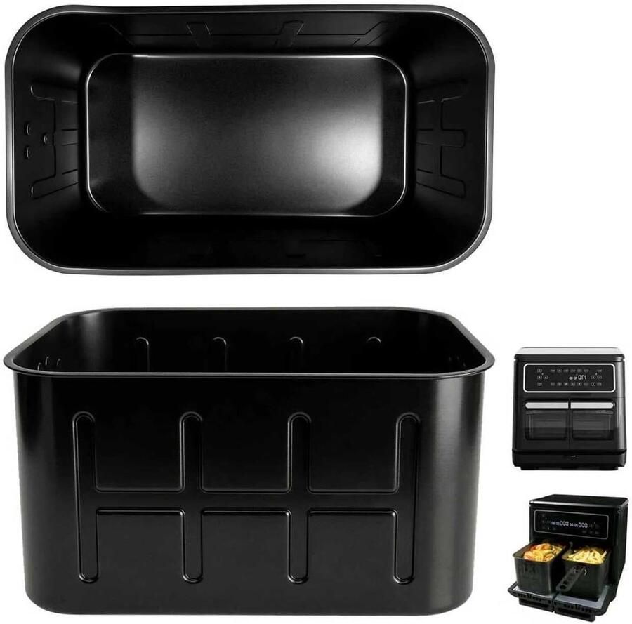Airfryer Accessoires Bakjes Gezond Koken Roestvrij Staal 24.5 x 14.3 x 12.5 cm Zwart