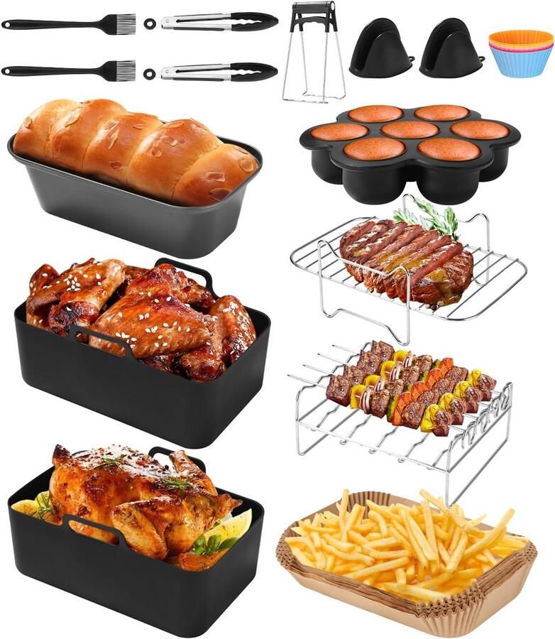 Airfryer Accessoires Bakpapier Siliconen Bakje Mand Spatels Oven Rek Keuken