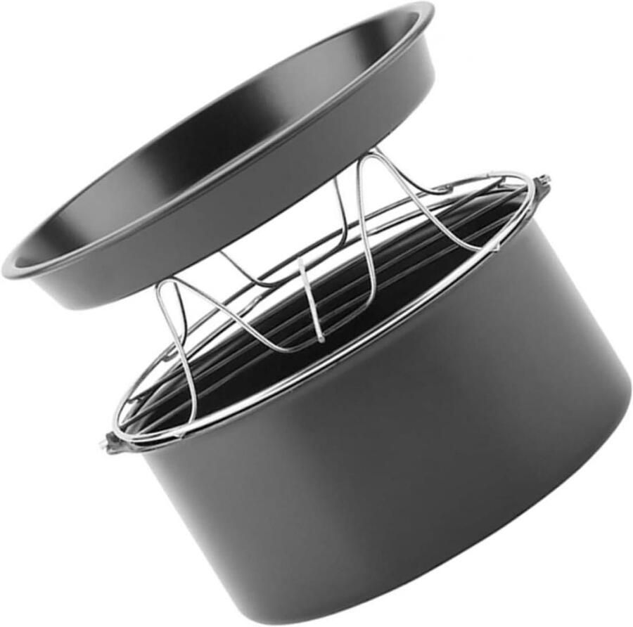 Airfryer Accessoires Bakset Bakvorm Koken Bakken 3-delige Set 18x18x8CM Zwart