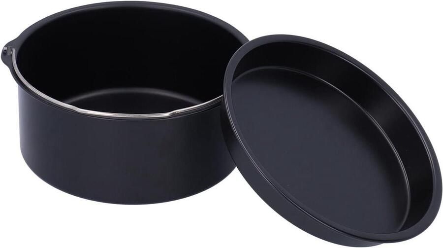 Airfryer Accessoires Bakvorm Pizza Pan Bakken en Braden Dubbele Set 7 Inch Zwart