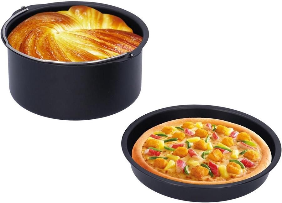 Airfryer Accessoires Bakvorm Set Lekker Bakken Antiaanbaklaag 7 Inch Zwart