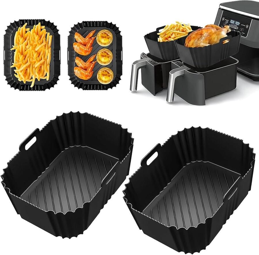 Airfryer Accessoires Bakvormen Keuken Schoonhouden Voedselveilig Silicone 2 Stuks Zwart