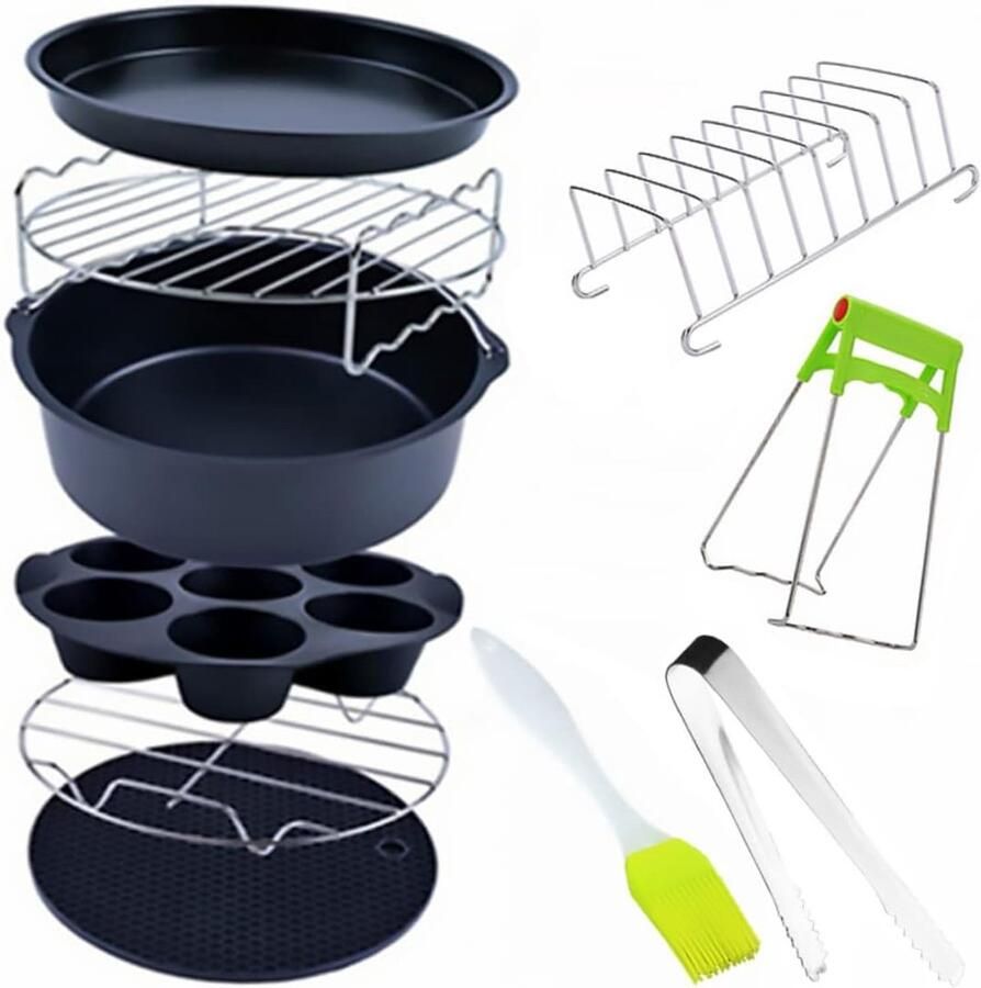 Airfryer Accessoires Bakvormen Set Lekkere Snacks Maken Antiaanbaklaag 9 Delig Kleuren