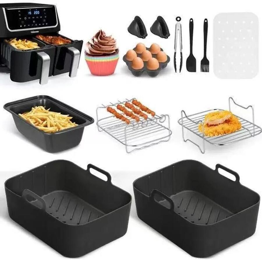 Airfryer Accessoires Complete Set 13 delig-Geschikt voor NinjaAF400AF500 Airfryer-Airfryer bakjes 2 Stuks