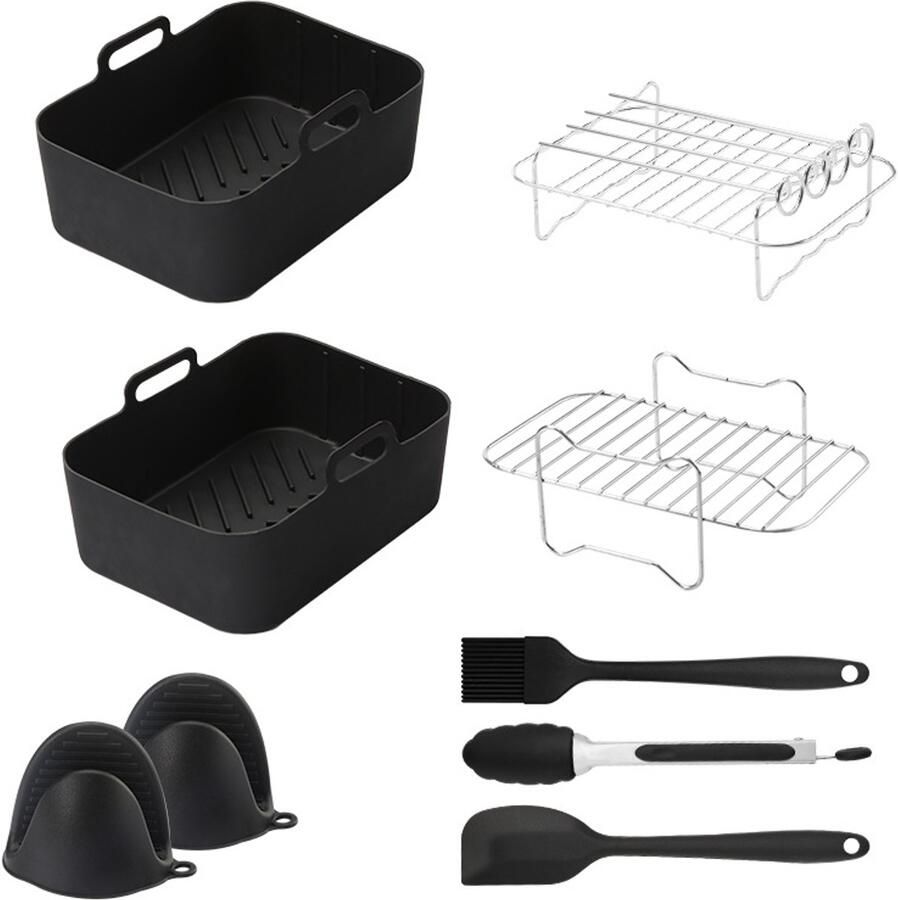 Airfryer Accessoires Complete Set 8 delig-Geschikt voor NinjaAF400AF500 Airfryer-Airfryer bakjes 2 Stuks