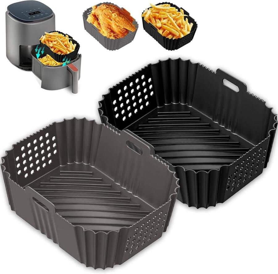Airfryer Accessoires Heteluchtfriteuse Inzetstukken Bakken en Koken Dubbele Zone Geschikt 2 stuks 19x14x7 cm