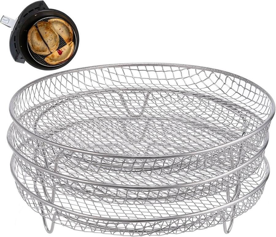 Airfryer Accessoires Heteluchtfriteuse Onderdelen Koken en Bakken Roestvrij Staal 19.5 x 19.5 cm Zilver