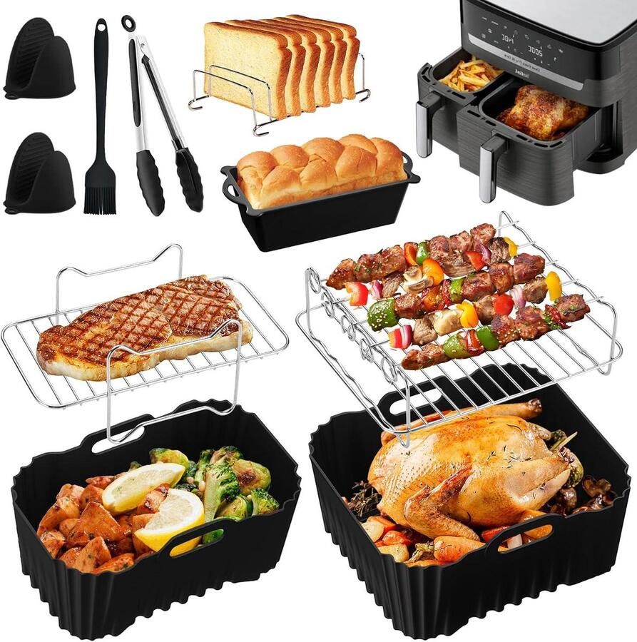 Airfryer Accessoires Heteluchtfriteuse Onderdelen Lekker Koken Voedselveilig Siliconen 11L Capaciteit Grijs