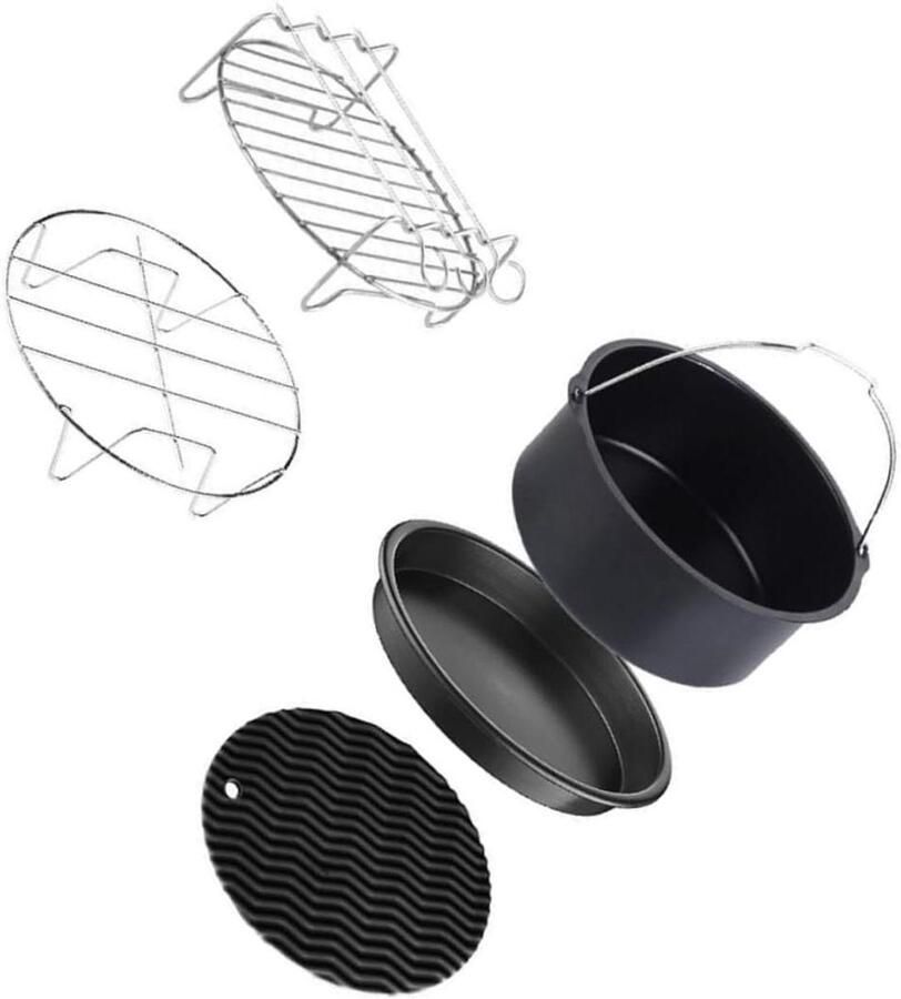Airfryer Accessoires Keuken Gadgets Pizza Bakken Voedselveilig Materiaal 5 Delige Set Zwart