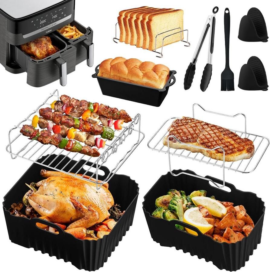 Airfryer Accessoires Keuken Hulpstukken Lekker Koken Complete Set XXL Capaciteit Zwart