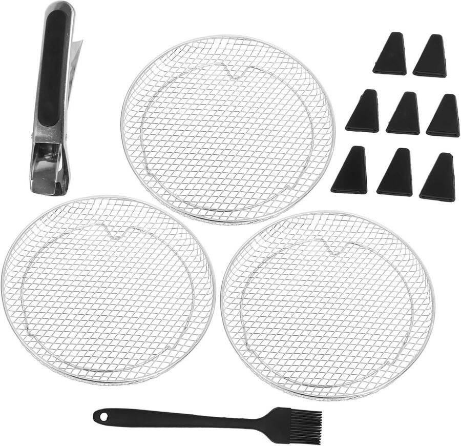 Airfryer Accessoires Keukenrek Set Meer Koken Stapelbaar Ontwerp 20x20x9.5cm Zilver