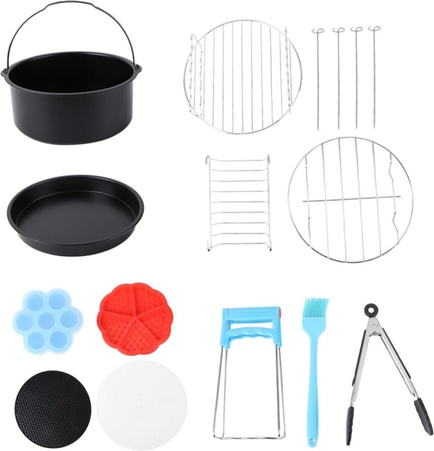 Airfryer Accessoires Kit Universele Airfryer Set Koken en Bakken 12 Delige Set 8 Inch Universeel