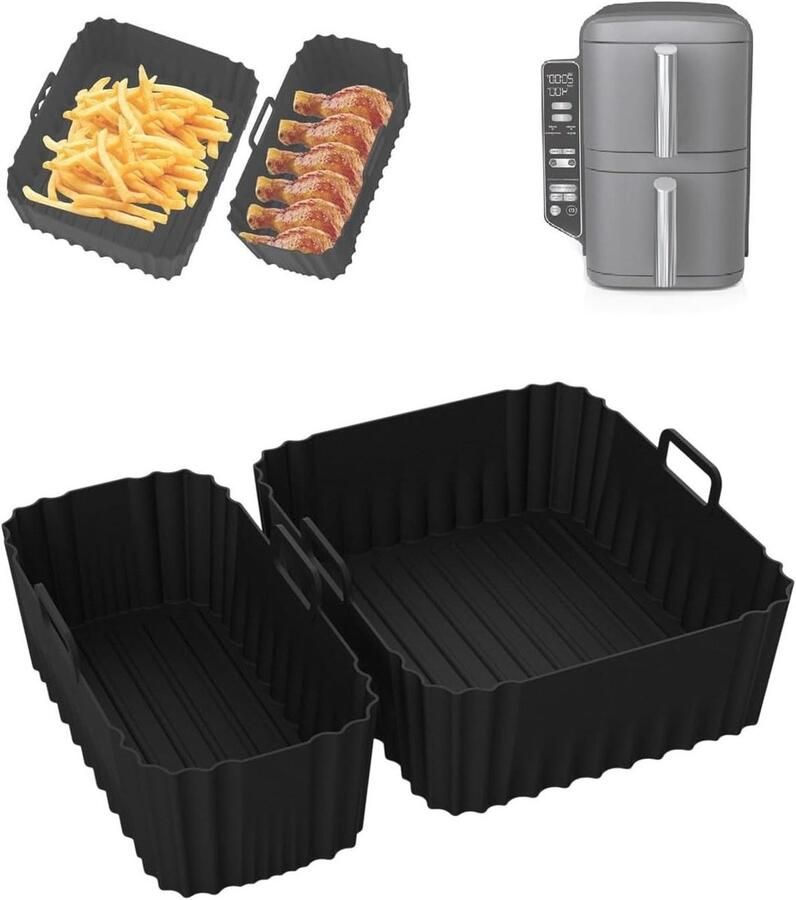 Airfryer Accessoires Mand Voeringen Koken Beschermen Dubbele Mand Model 2 stuks Grijs